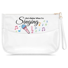Gfhzdmf Singing Gifts for Girls Clear Makeup Bag Music Lover Gift Appreciation Present for Music Teacher Coach Cosmetic Bag Christmas Birthday Present for Daughter Sister Friend Musician Travel Pouch
