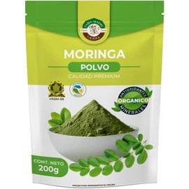 Moringa Orgánica en Polvo 200g | Superalimento Verde 100% Natural Rico en Nutrientes y Antioxidantes
