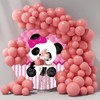 OERJU 7.5x7.5ft Panda Round Backdrop Pink and White Stripe Bamboo