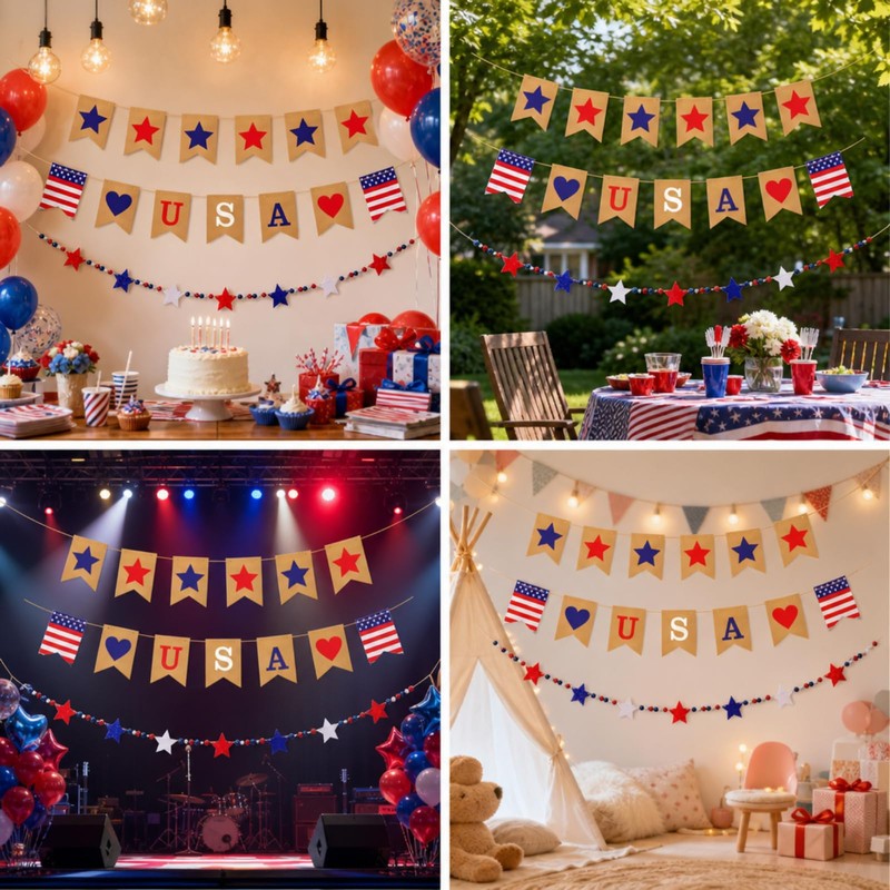 SmoothNovelty 2 Sets 250th Anniversary Wooden Red and Blue Star