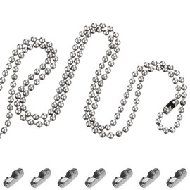 TXErfolg Stainless Steel Ball Chain 8 m Length 2.4 mm Diameter for DIY Crafts Decoration with 20 Matching Connectors