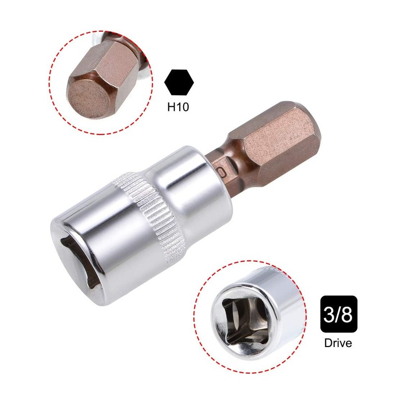 TOP-VIGOR Hex Bit Socket, 3/8" Drive x H10 (10mm) Allen