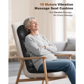 Snailax Massage Seat Cushion with 10 Vibration Motors, Back Massager with Heat, Massage Chair Pad with 5 Vibration Modes, 2 Heating Levels, Chair Massager for Home, Office, Gifts for Men, Women