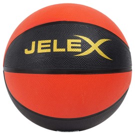 JELEX Sniper Basketball with Cushioned Rubber Core, High Quality Butyl Bladder, Pebble Texture Look for Better Grip, 8 Panel Design, 600g, Circumference: 80cm, Indoor Outdoor (Red Black)