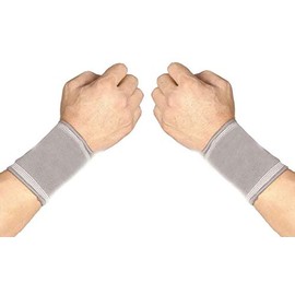 Solace Care Advance Adjustable Elasticated Compressive Wrist Brace Support/Sports Wrap Splint/Strap - Support for Pain, Strains & Mild Sprains (Pair) (for Men & Women) (Large, Grey)
