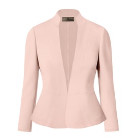 Hybrid & Company Women's Casual Work Office Elegant Open Front Premium Nylon Ponte Stretch Blazer Jacket, Jk1135-peach, X-Large
