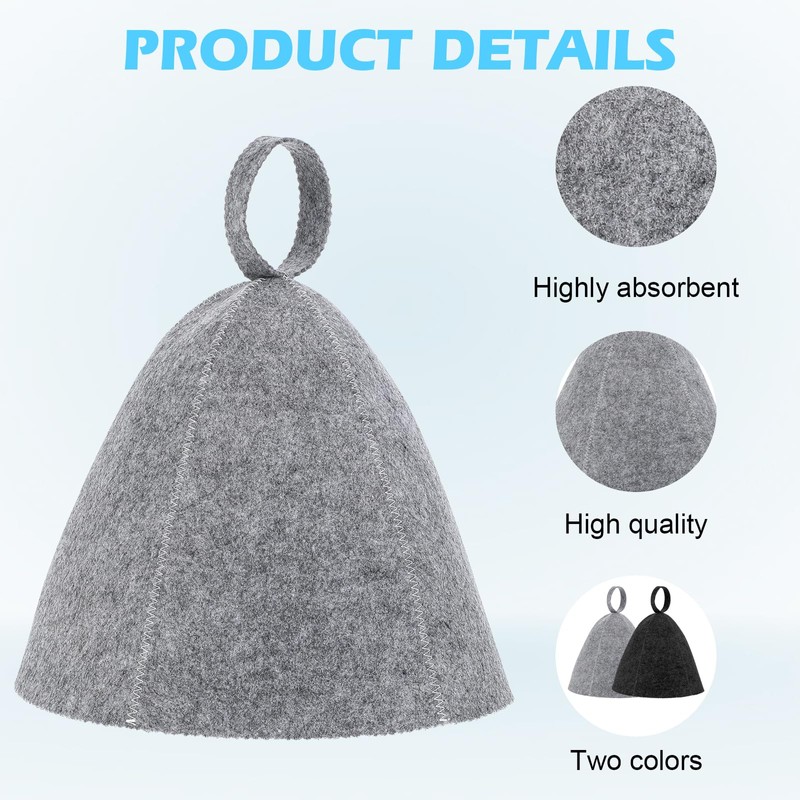 Pack of 2 Sauna Hat Felt, Wool Sauna Hat, Soft