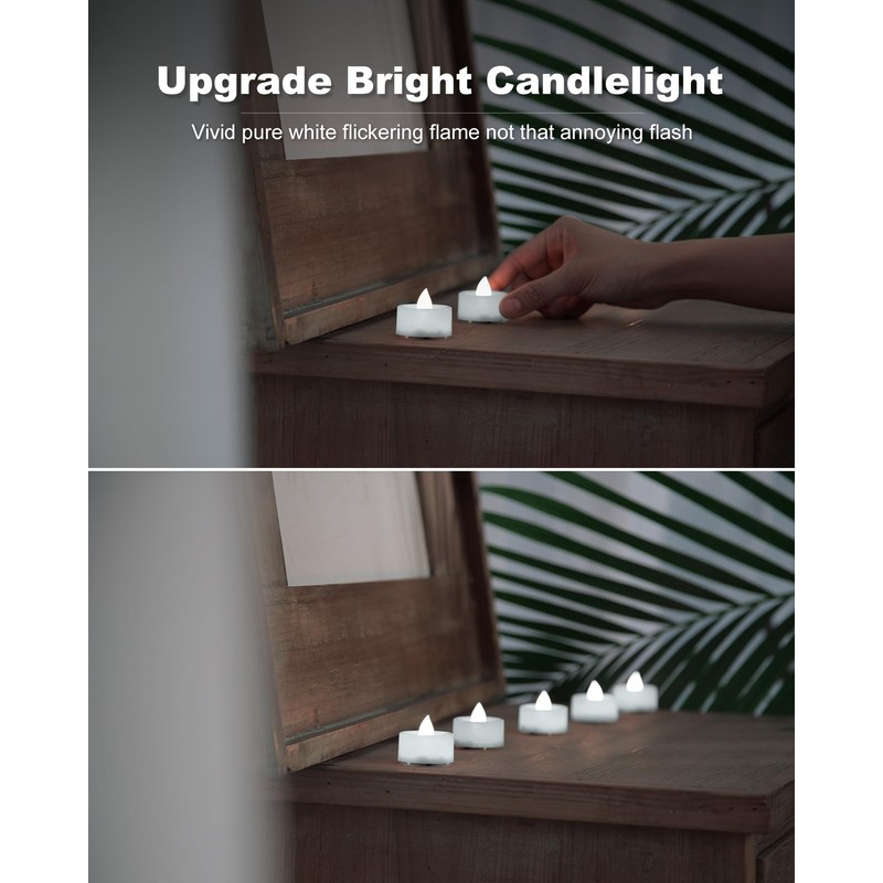 BEICHI 24-Pack Timer Tea Lights Candles Battery Operated, LED Tea