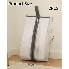 AORHOFJ Pack of 2 Shoe Bags, Travel Shoe Bag, Waterproof TPU Mesh Shoe Bag, Travel Zipper Shoe Bag for Men and Women, Home Storage Bag, Large Transparent Shoe Organiser