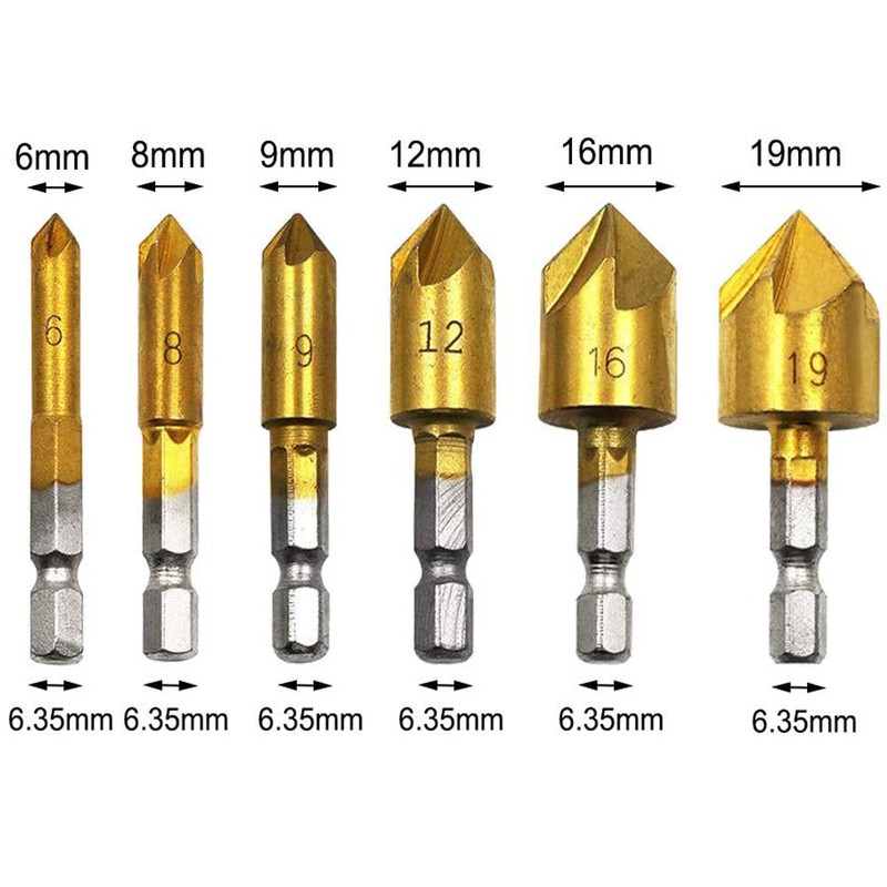 Countersunk Drill Bit, 0.2 - 0.7 inches (6 - 19