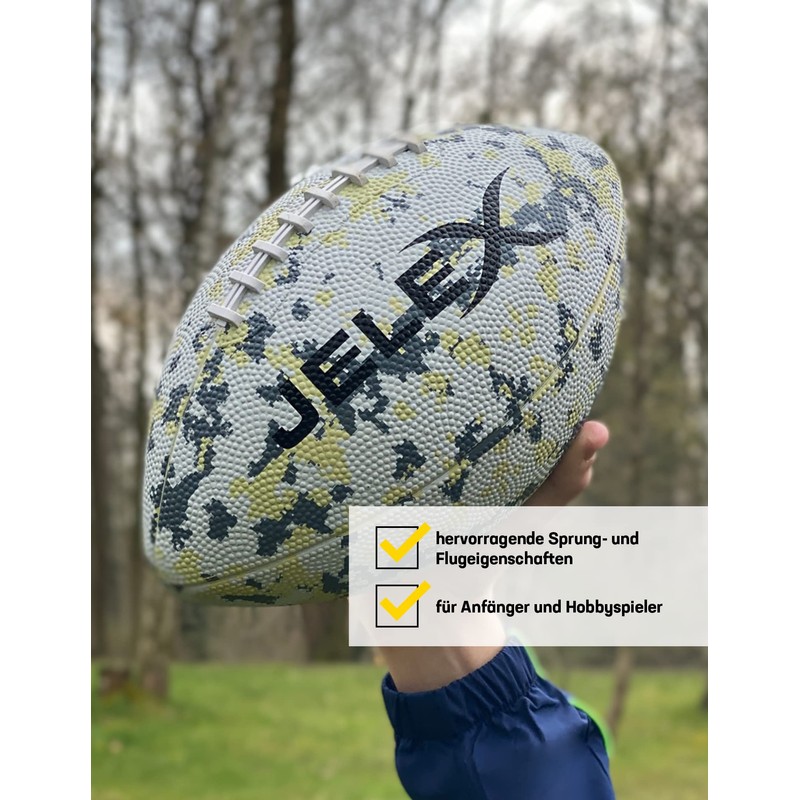 JELEX Touchdown American Rubber Football with Classic Stitching and Excellent