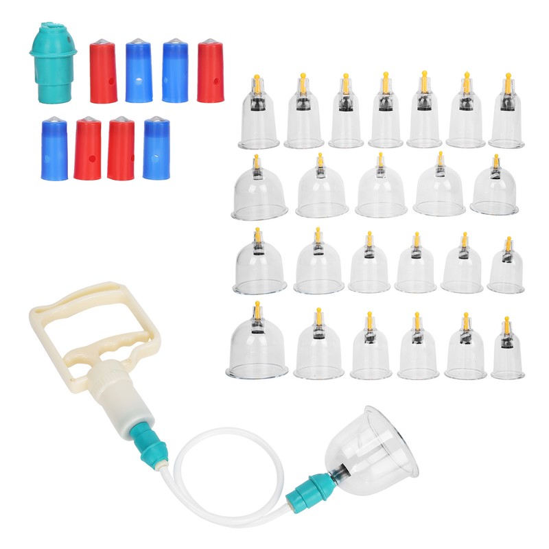 24pcs Professional Magnetic Therapy Vacuum Suction Cupping Set Body Treatment