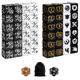 FourDragons 50 Pieces Abilities Keywords Counter Dice MTG Dice Plus 1 Counters Bulk Creature Stats Buff Tokens Dice Set, Compatible with MTG, TCG, Magic Card Games Accessories