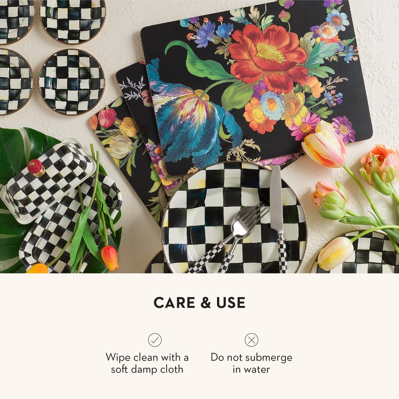 MACKENZIE-CHILDS Set of 4 Cork-Back Placemats, Hard-Finish Table Mats, (Color)