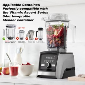 64oz Low Profile Container for Ascent & Venturist Accessories - Compatible with Ascent Series A3500 A2500 A3300 A2300 V1200 Venturist Pro VM0185B, 2-Part Design with Plug 64oz Pitcher Lid