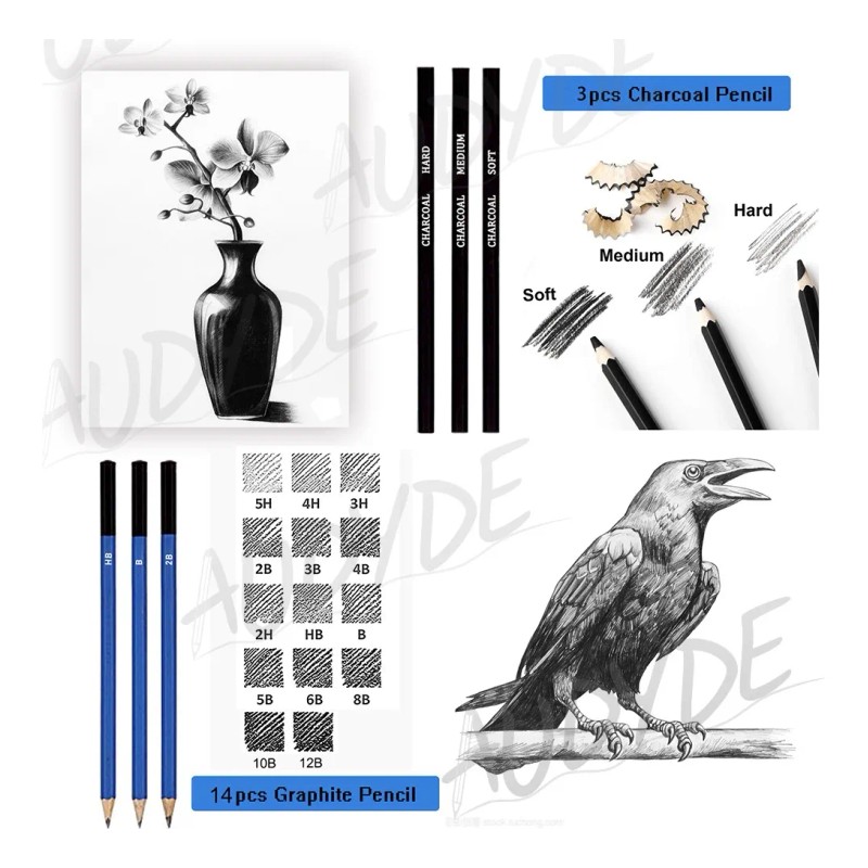 Set De Arte Profesional 145 Lápices Colores Dibujo Kit