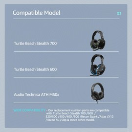Wzsipod Recon Spark Ohrpolster für Turtle Beach Stealth 700/600/500/400/300 Gaming-Headset, Ersatz mit glattem Stoff und Memory-Schaum reduziert Wärmestau