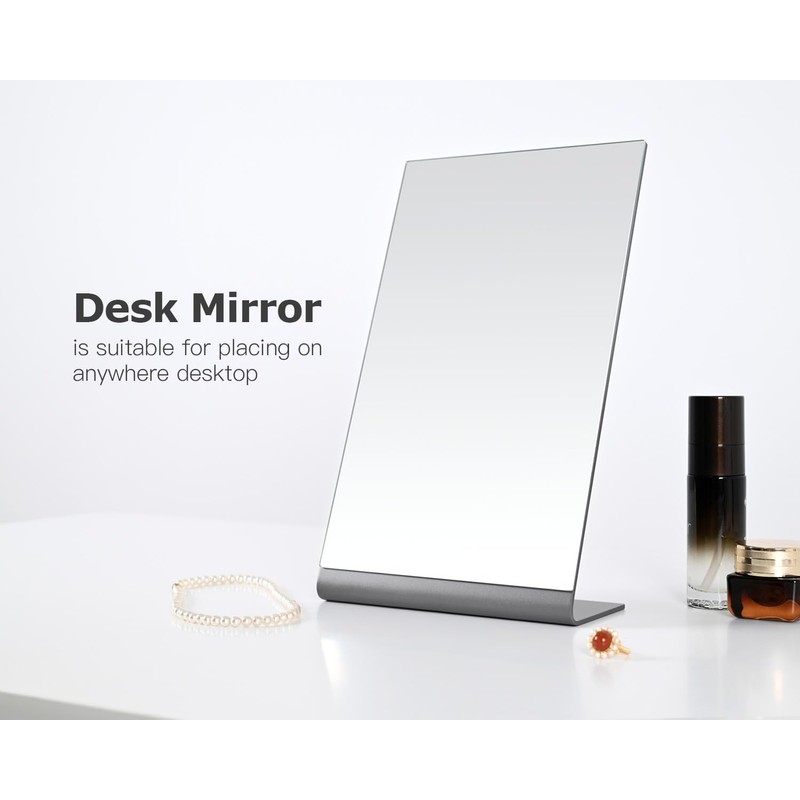 NEZZOE Rectangular Makeup Mirror for Desk, 12 inch Aluminum Table