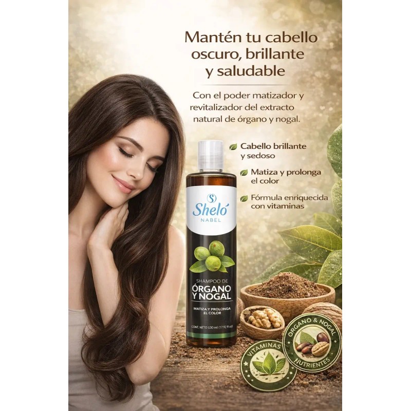 Shampoo Órgano Nogal 530ml Matiza Color Shelo Nabel