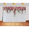 7X5ft Fabric White Brick Wall with Flowers Backdrop Wedding Bridal