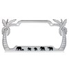 Elephants Palm Tree Design Chrome Metal Auto License Plate Frame