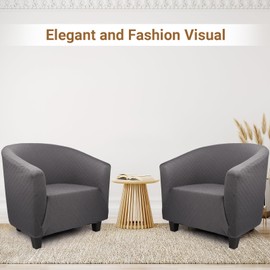 Treaful Barrel Chair Covers Slipcover, 1 Piece High Stretch Club Chair Slipcover with Arms, Chair Slipcover Soft Armchair Sofa Cover Round Removable Couch Furniture Protector for Living Room