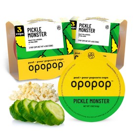 Opopop Microwave Popcorn - Pop Cups Pickle Monster 6-Pack, Non-GMO Gourmet Popcorn Kernels & Popcorn Flavoring, Gluten Free Snacks, Easy to Make and No Mess