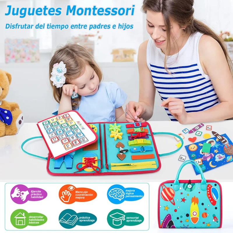 Juguete Tablero Montessori Sensorial Para Niños De Dos Años