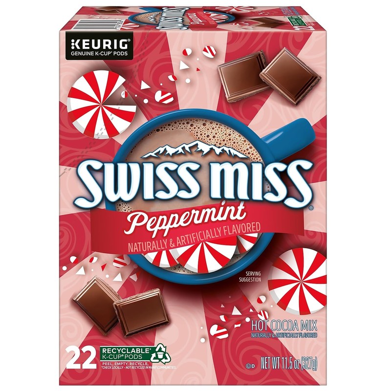 Swiss Miss Chocolate Peppermint Hot Cocoa Mix, Keurig K-Cup Pod,