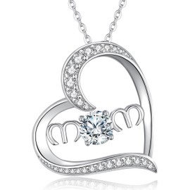 OOBEE MOM Love Heart Moissanite Necklaces for Women, D Color VVS1 Moissanite Diamond 925 Sterling Silver Fine Jewelry, Ideal Birthday Anniversary Christmas Gift for Women Wife Mom Girlfriend
