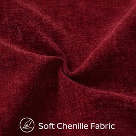 Sungeek Set of 2 Soft Chenille Cushion Covers 45x45cm Square Decorative Throw Pillow Covers with Stitched Edge Solid Dyed Pillow Cases Covers for Home Decor Couch Sofa Bed Living Room, Dark Red