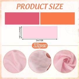 Whaline 3Pcs Chiffon Table Runner 10 Ft Sheer Table Cover for Dawn Sunset Wedding Bridal Shower Party Home Kitchen Decor (Orange Rose Red Pink)