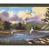 CONCORD WALLCOVERINGS Wallpaper Border Nature Pattern River Trees Birds Mountains,