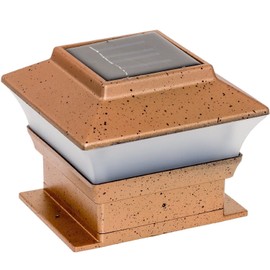 Solar Powered LED Post Cap Light 4"x 4" Copper, Set of 4, Deck Vinyl Wood Post Mount Outdoor Lighting 4x4