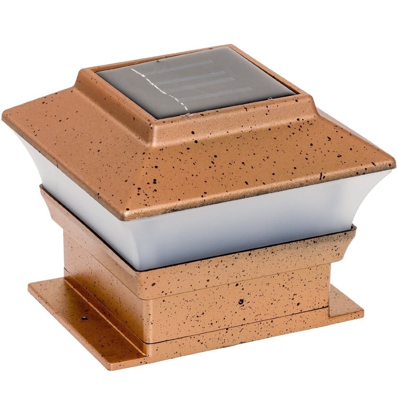 Solar Powered LED Post Cap Light 4"x 4" Copper, Set