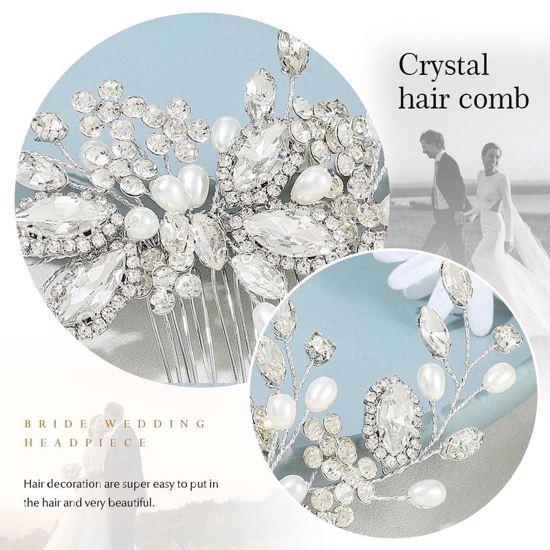 Easedaily Peine de novia con diamantes de imitación para el