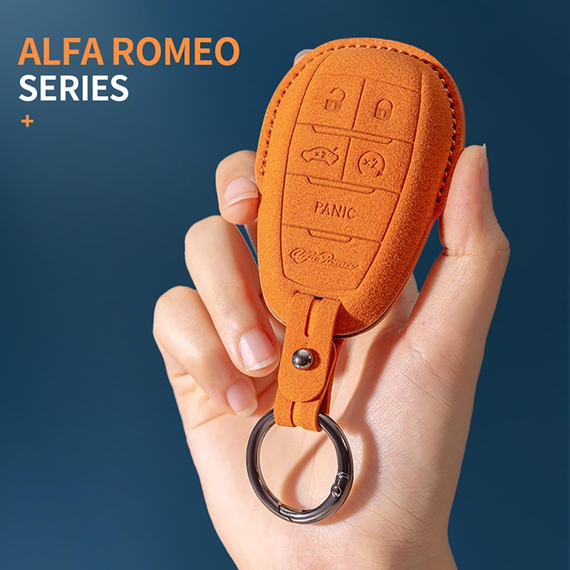JUNMEI For Alfa Romeo Smart Key Fob Case Protector Suade