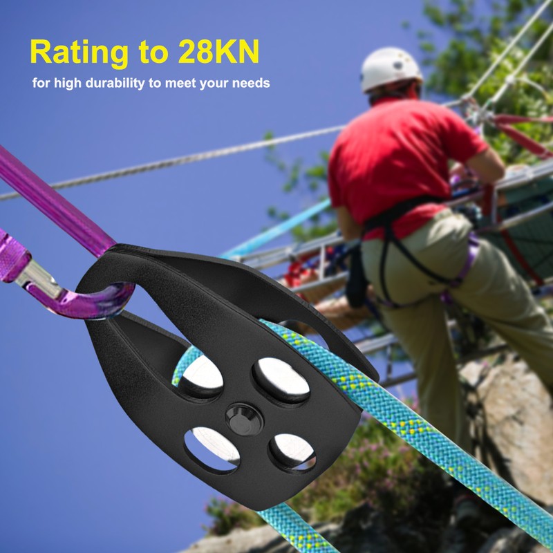 Outdoors Climbing 32KN Rescue Pulley Single Sheave with Swing Plate