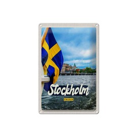 Femer Tin Sign Travel 20 x 30 cm Stockholm Sweden Boat Door Sea Sign Tin Sign