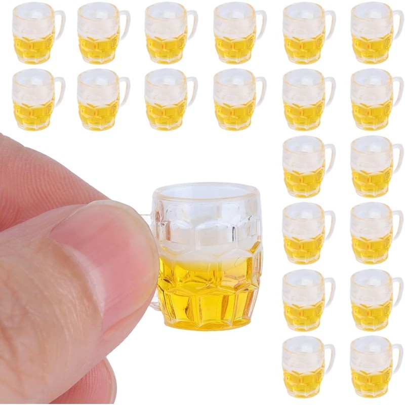 5Pcs Mini Beer Cups, Realistic Resin Dollhouse Barware for DIY