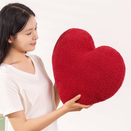 Heart Cushion, Cuddly Cushion, Children's Heart Cushion, Soft Fluffy Heart Shape Decorative Cushion, Sofa Cushion, Plush Cushion, Decorative Cushion for Children's Room, Bedroom Decoration (Red, 30 x