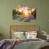 OuElegent Lavender Railway Canvas Wall Art Purple Flower Train Tracks
