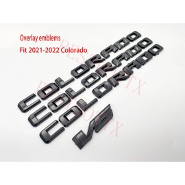 Unbranded 4PC Gloss black Door Rear Tailgate Colorado V6 OVERLAY Letter Emblem 2021-2022