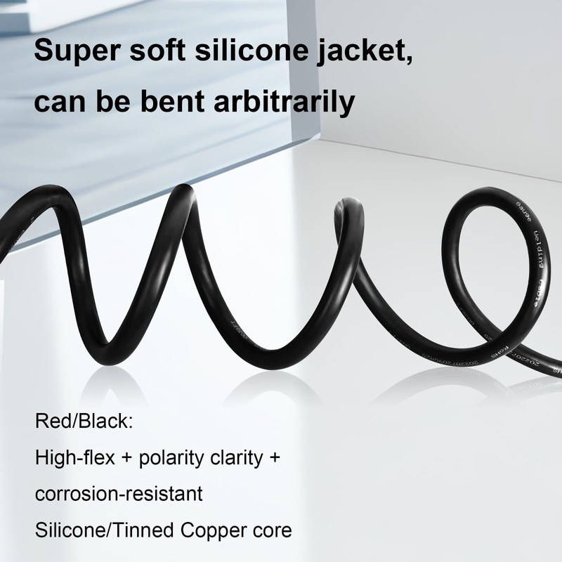 8 Gauge Silicone Wire (20ft Red & 20ft Black), 8
