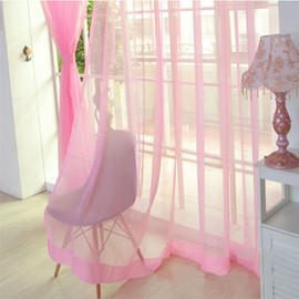 AFUT 100x200CM Decorative Sheer Voile Curtains Sheer Curtains Gauze Curtains Drape Panel Tulle Curtains for Office(Pink)