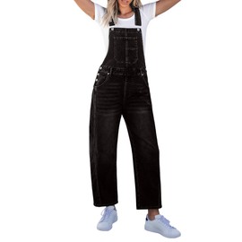 Luvamia Baggy Overalls Womens Jumper Black Denim Jumpsuit Hip Hop Outfits Resort Wear 2024 Washed Black Large Fits Size 12 / Size 14