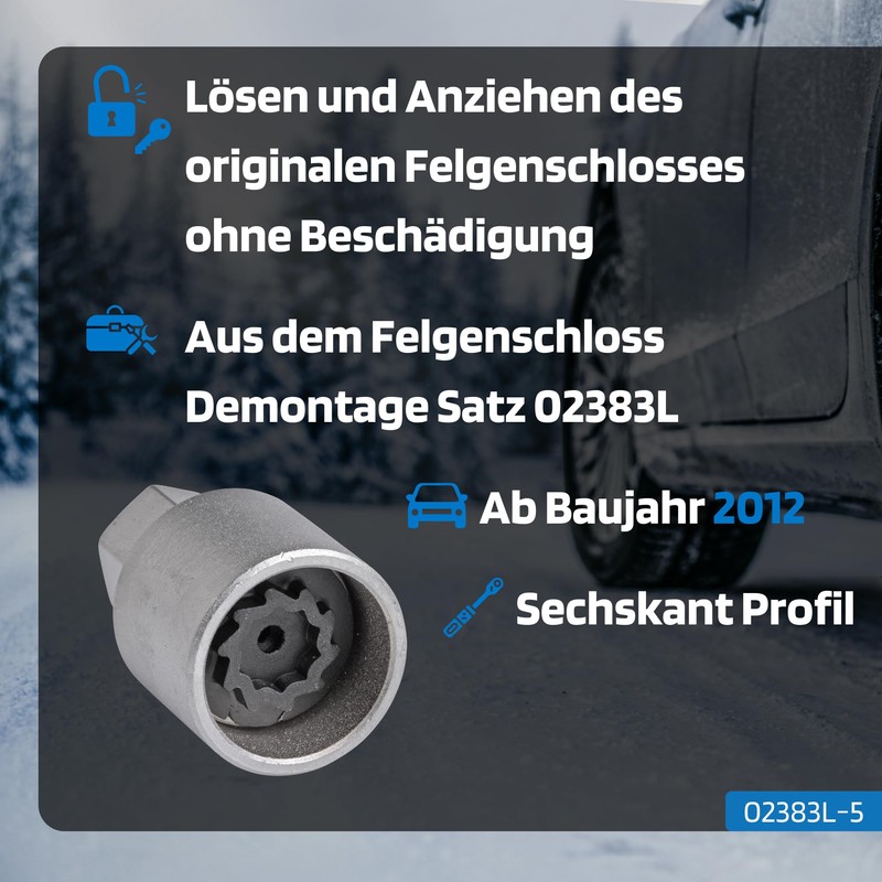 SW-Stahl 02383L-5 Rim Lock Adapter 525 I Suitable for VW