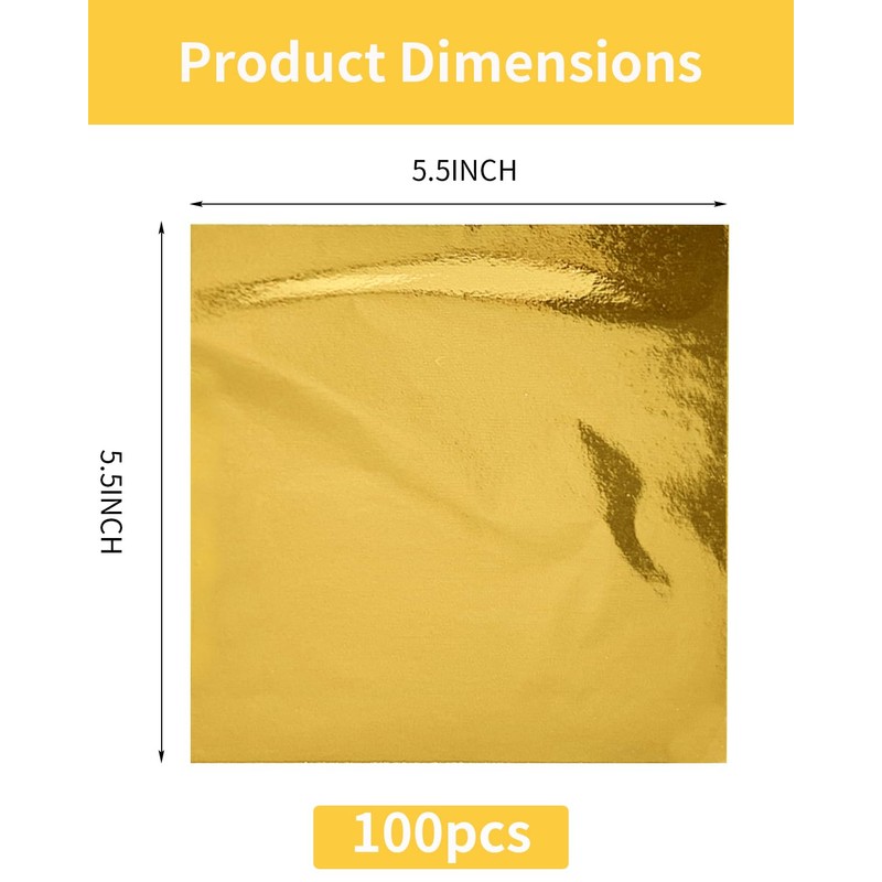 Luckymica Gold Leaf Sheets, 100 Sheets Gold Foil, 14 x