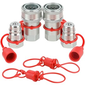 ANCIMOON 1/2'' Ag ISO 5675 Poppet Pioneer Hydraulic Quick Connect Coupler with Dust Caps
