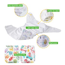 Kolo Reusable Nappies - Washable Cloth Nappy Set: 2 Washable Adjustable Cloth Nappies with 2 Bamboo Inserts. Cloth Nappies 100% Environmentally Friendly